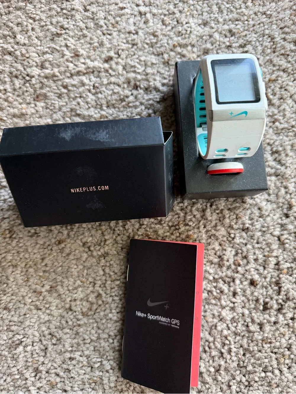 Nike White GPS Running Watch with Teal Accent
